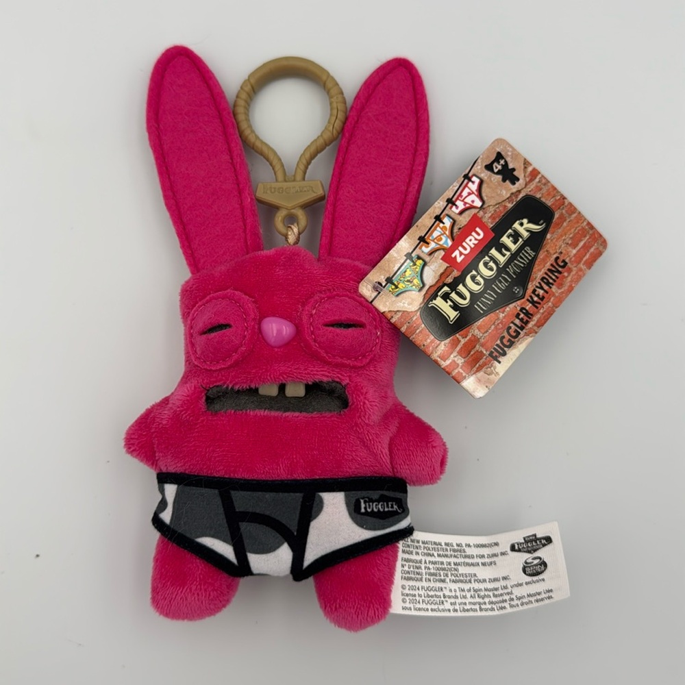 Fuggler Pink Bunny Plush‎ Keychain Bag Charm NWT TikTok Viral